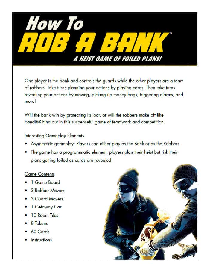 How To Rob A Bank One Sheet