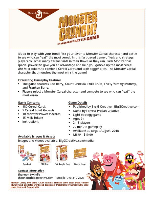 Monster Crunch! The Breakfast Battle Game One Sheet